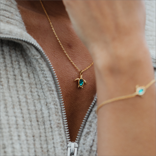 Paul Hewitt Turtle Mono Halskette Aquamarine Gold Riesige Ersparnisse