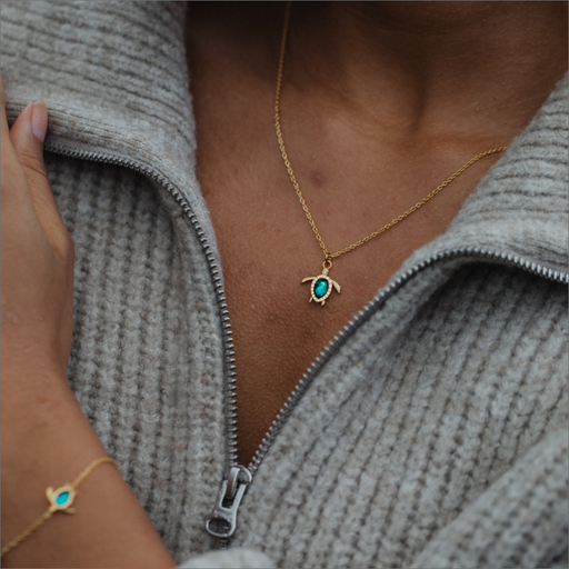 Paul Hewitt Turtle Mono Halskette Aquamarine Gold Riesige Ersparnisse