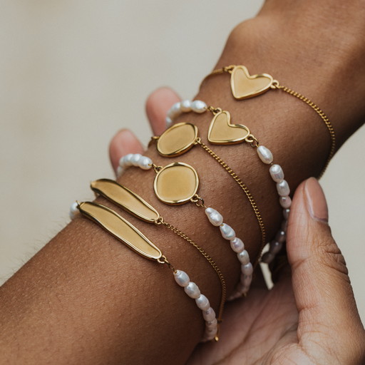 Paul Hewitt Engravable Heart Pearl Armkette Gold Riesige Rabatte