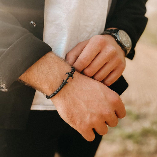 Paul Hewitt Ankerarmband Phrep Lite Schwarz Leder Schwarz Günstiger Verkauf