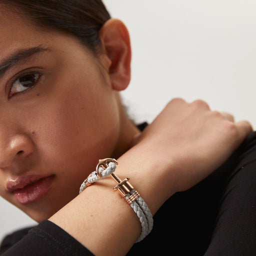 Paul Hewitt Ankerarmband Phrep Roségold Leder Grau Limitierter Zeitrabatt