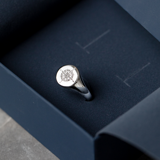 Paul Hewitt Men's Signet Ring Windrose Silber Black Friday