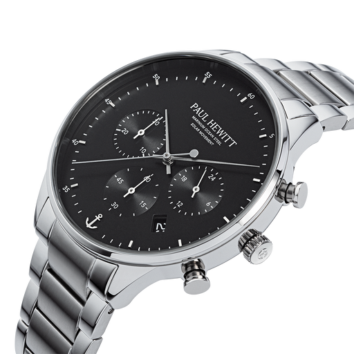 Paul Hewitt Chrono Uhr Silber Schwarz Top Angebot