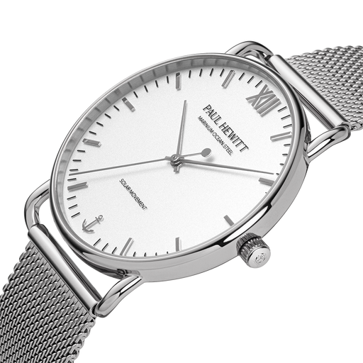 Paul Hewitt Sailor 39 mm Uhr Silber Weiß Große Rabatte