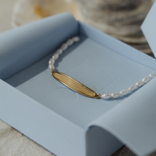 Paul Hewitt Engravable Plate Pearl Armkette Gold Nur für heute