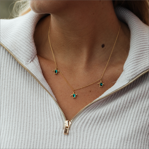 Paul Hewitt Turtle Halskette Aquamarine Gold Lagerräumung