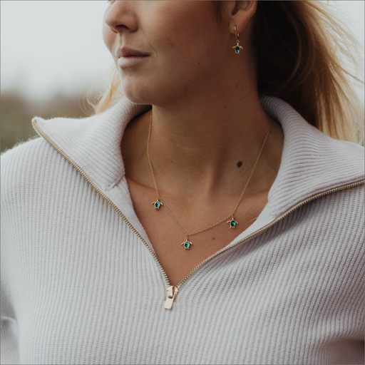 Paul Hewitt Turtle Halskette Aquamarine Gold Lagerräumung