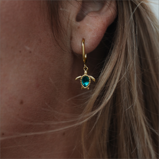 Paul Hewitt Turtle Hoops Ohrring Aquamarine Gold Heißer Verkauf