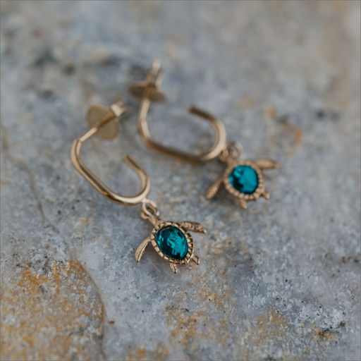 Paul Hewitt Turtle Hoops Ohrring Aquamarine Gold Heißer Verkauf