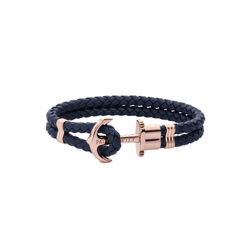 Paul Hewitt Ankerarmband Phrep Roségold Leder Marineblau