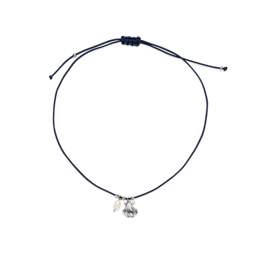 Paul Hewitt Scallop Blue Nylon Halskette Silber