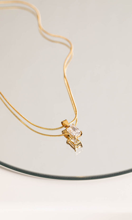 Paul Valentine Baguette Stone Necklace Große Rabatte