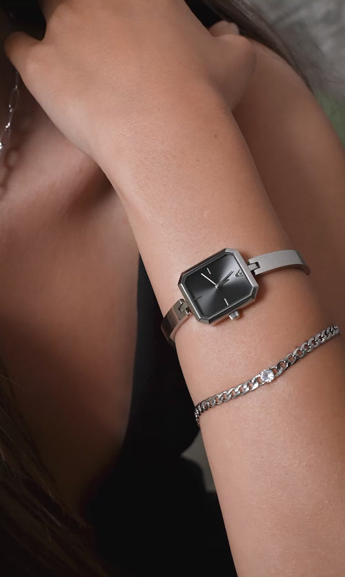 Paul Valentine Ethereal Watch & Curb Bracelet Set Silver Wochenangebot