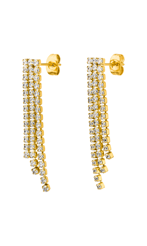 Paul Valentine Brilliant Earrings 14K Gold Plated Clearance-Verkauf