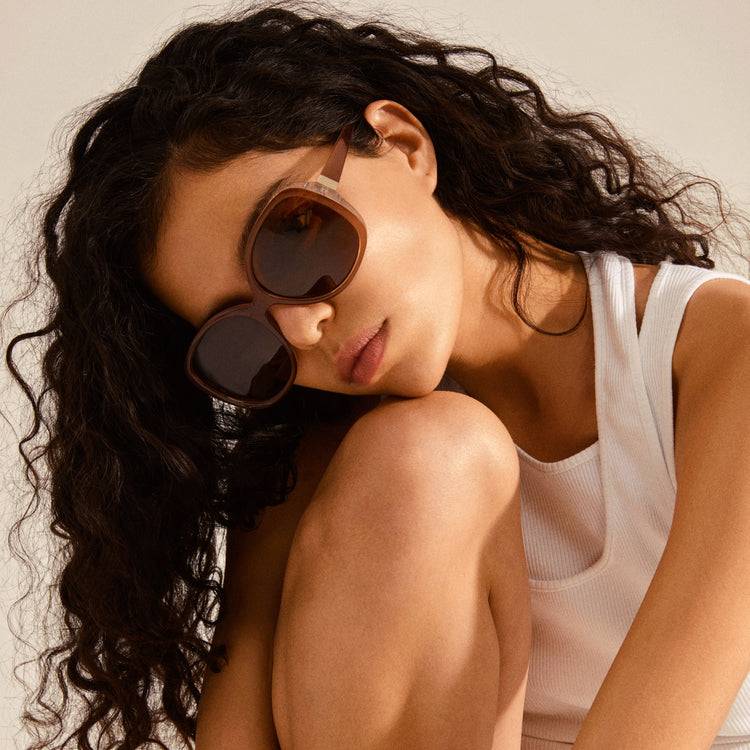 Pilgrim PARKER Retro-Oversized-Sonnenbrille, Hellbraun Rabatt
