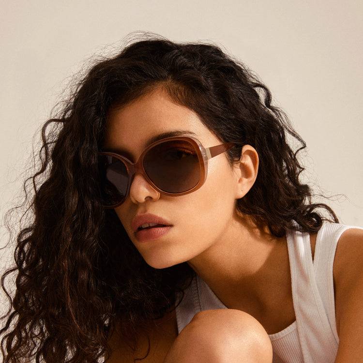 Pilgrim PARKER Retro-Oversized-Sonnenbrille, Hellbraun Rabatt
