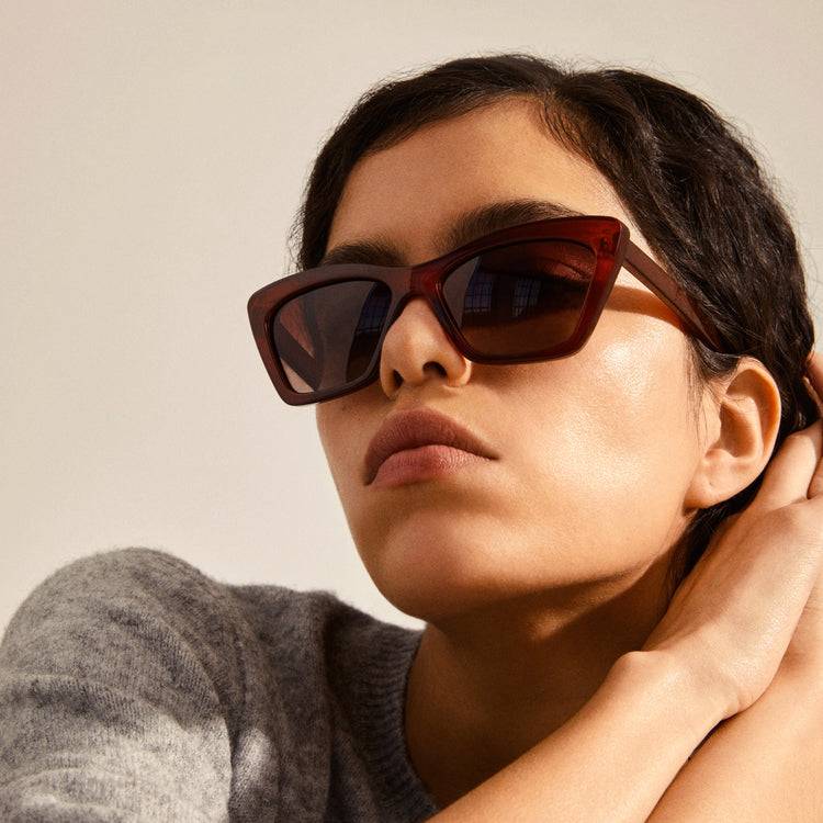 Pilgrim DAKOTA eckige Cat-Eye-Sonnenbrille braun Großer Ausverkauf