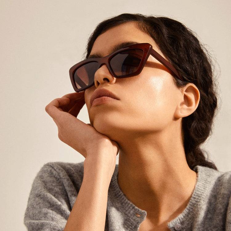 Pilgrim DAKOTA eckige Cat-Eye-Sonnenbrille braun Großer Ausverkauf