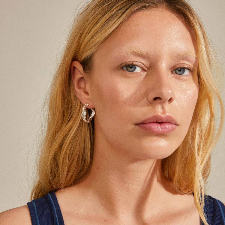 Pilgrim SUN recycelte, gedrehte Hoops versilbert Tiefpreis