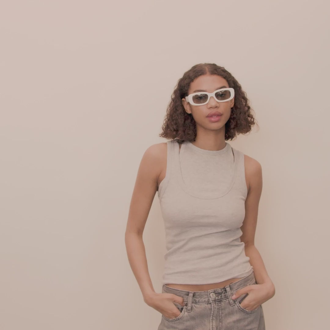 Pilgrim YANSEL Recycelte Sonnenbrille Weiß Fabrik Onlineshop