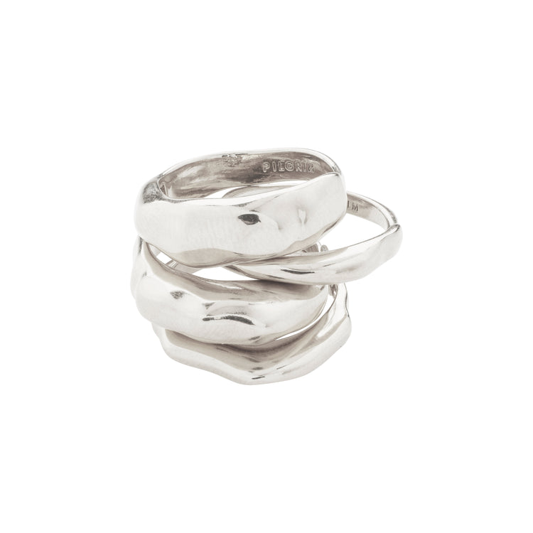 Pilgrim ASHER recycelte Ringe 4-in-1-Set versilbert Valentinstagsangebot
