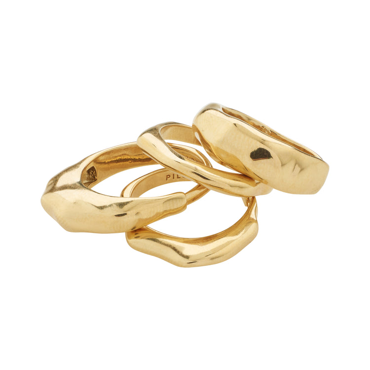 Pilgrim ASHER recycelte Ringe 4-in-1-Set vergoldet Lagerräumung