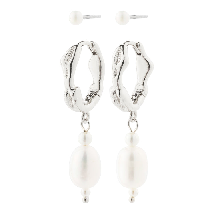 Pilgrim CONSTANCE Ohrringe 2-in-1-Set versilbert Neueste Mode
