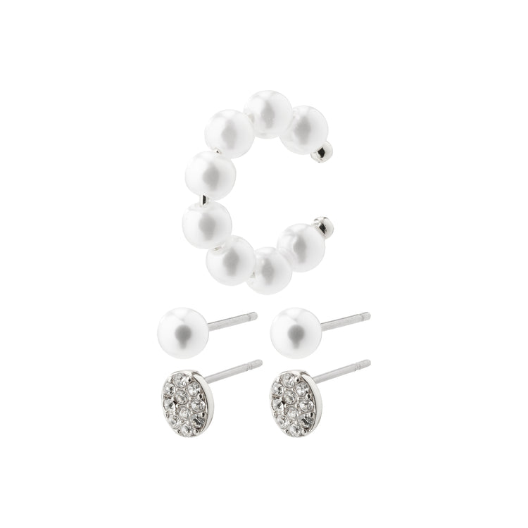Pilgrim BEAT Ohrringe und Cuff, 3-in-1-Set, versilbert Letzte 3 Tage