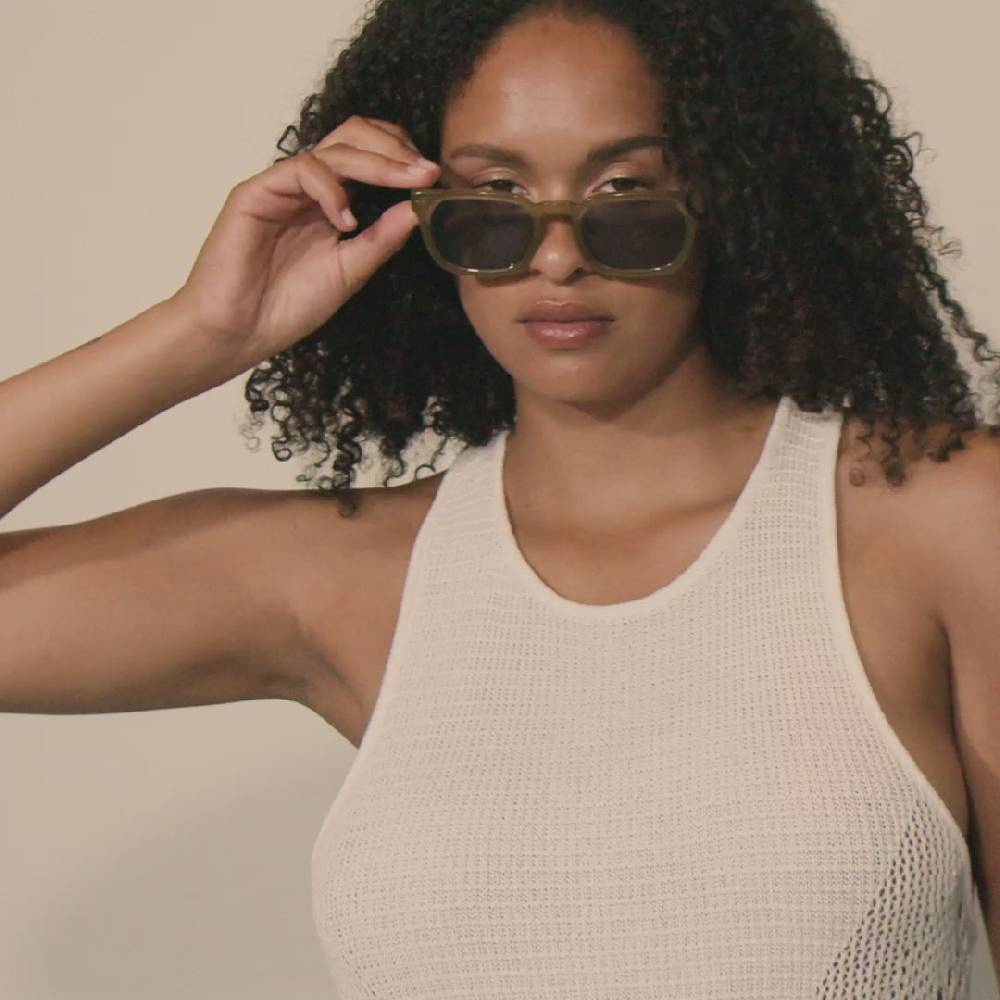 Pilgrim ELETTRA ikonische Retro-Sonnenbrille kristallgrün Sonderangebot der Fabrik