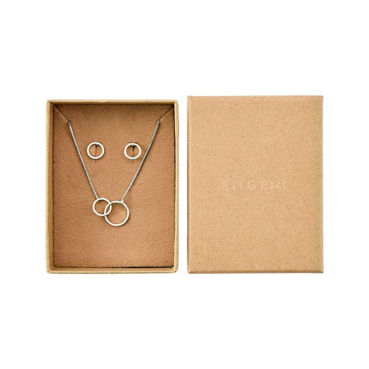 Pilgrim Viviane recyceltes Set, Halskette & Ohrstecker, versilbert Tägliche Deals