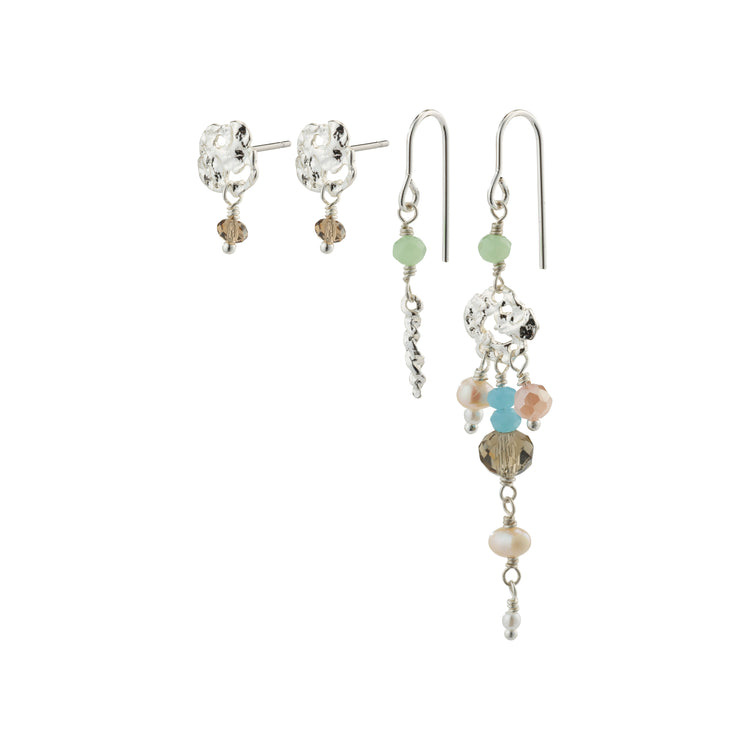 Pilgrim SMILE Ohrringe, 2-in-1 Set, versilbert Cyber Monday