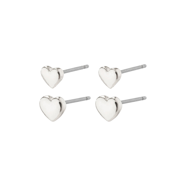Pilgrim AFRODITTE recycelte Herz-Ohrringe 2-in-1-Set, versilbert Schlussverkauf