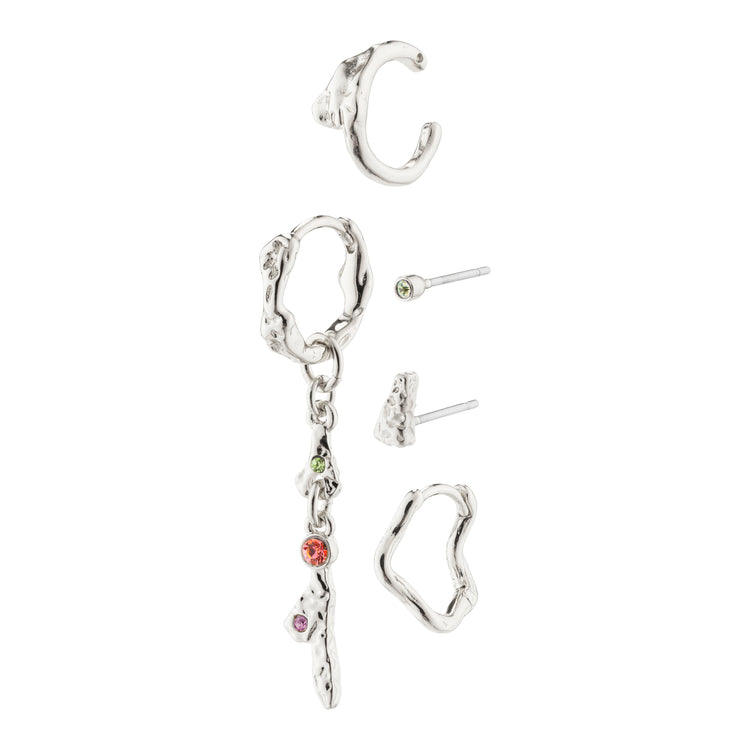 Pilgrim IRENE recycelte Ohrringe & Clip 5-in-1-Set, versilbert Riesige Ersparnisse