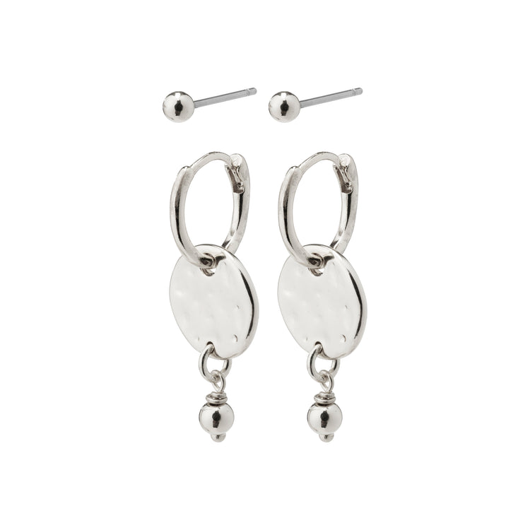Pilgrim MSF Geschenkset, Münz-Hoops & Ohrstecker, versilbert Letzte 2 Tage
