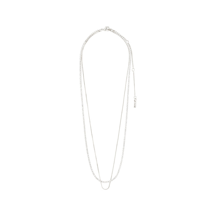 Pilgrim MILLE Kristall-Halskette, 2-in-1, versilbert Bis zu 65% Rabatt