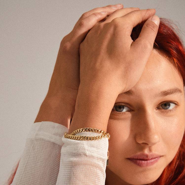 Pilgrim BLOSSOM recyceltes Panzerketten-Armband, 2-in-1, vergoldet Saisonschlussverkauf