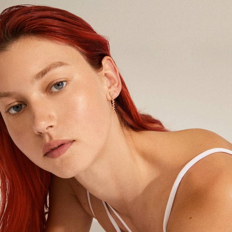 Pilgrim JOLENE recycelte Kettenohrringe 2-in-1, mit Roségold platt Discount Store für neue Produkte
