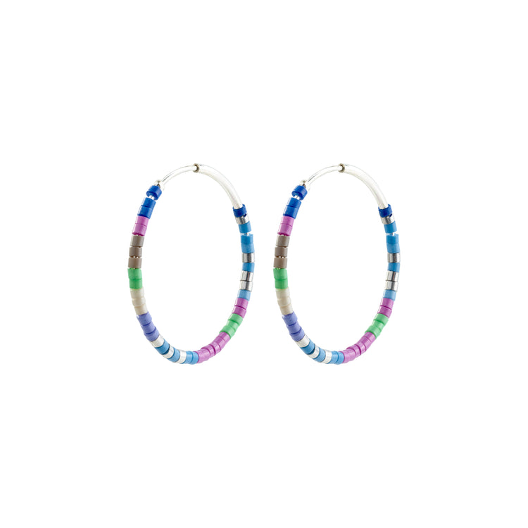 Pilgrim ALISON Hoop-Ohrringe, blau/versilbert im Angebot