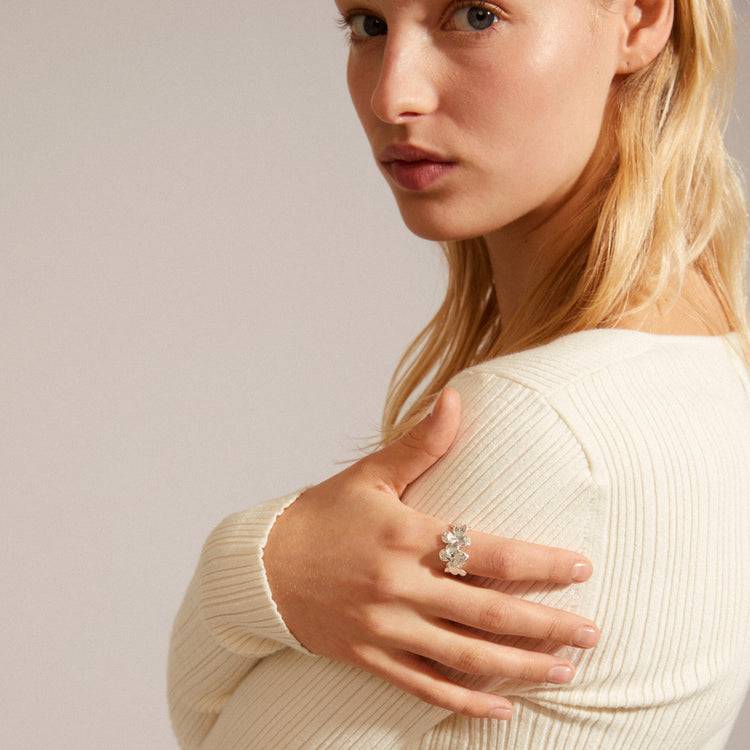 Pilgrim ECHO recycelter Ring versilbert Clearance-Verkauf