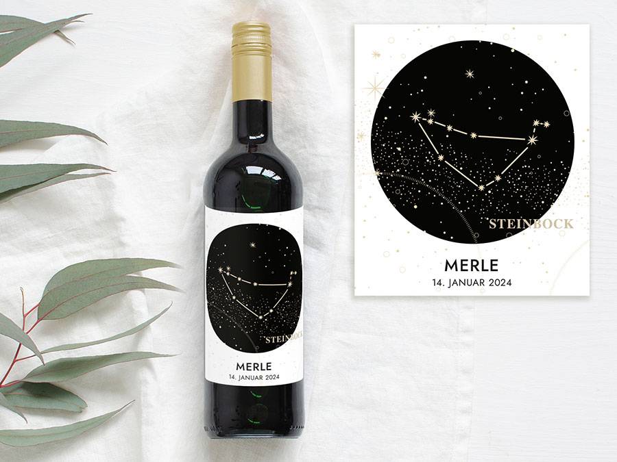 Renna Deluxe Personalisiertes Weinlabel mit Sternzeichen als Geschenk Valentinstagsangebot