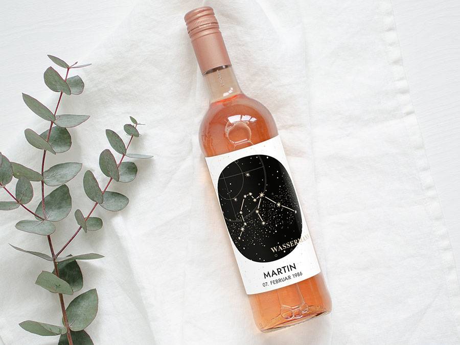 Renna Deluxe Personalisiertes Weinlabel mit Sternzeichen als Geschenk Valentinstagsangebot