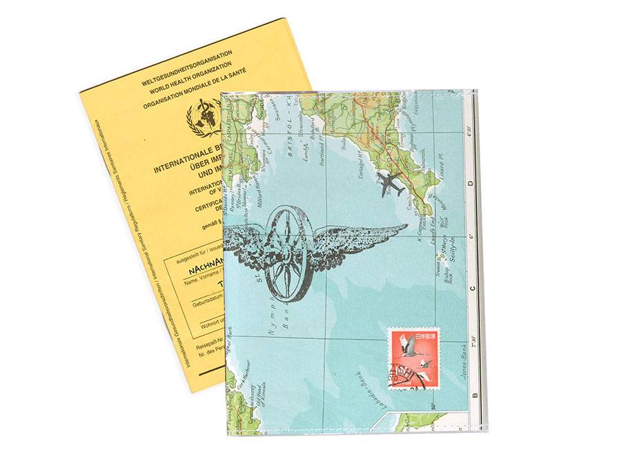 Renna Deluxe Atlas Impfpass Hülle aus Landkarten Räumungsverkauf