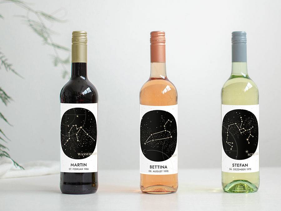 Renna Deluxe Sternzeichen Löwe | Personalisiertes Weinlabel Tägliche Deals
