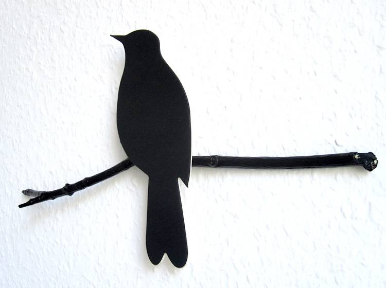 Renna Deluxe Amsel in Schwarz Wandobjekt Meist gekauft