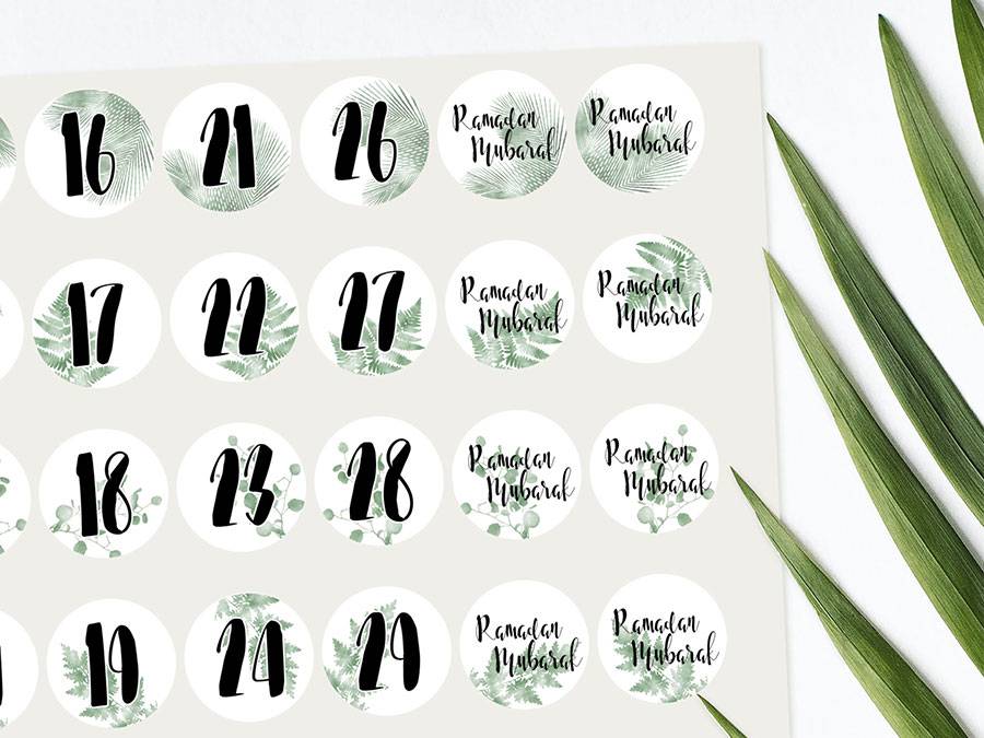Renna Deluxe RAMADAN Kalender Zahlensticker mit schwarzen Tüten Großer Ausverkauf