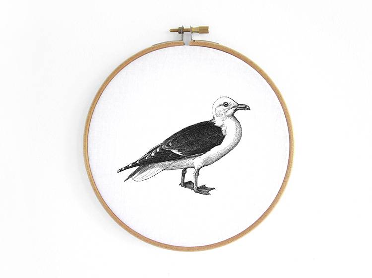 Renna Deluxe Möwe _ Bild im Stickrahmen Kostenlose Rückgabe