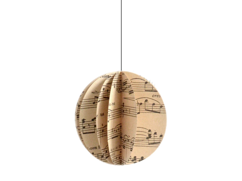 Renna Deluxe Anhänger Kugel aus Notenpapier Baumschmuck Letzter Tag