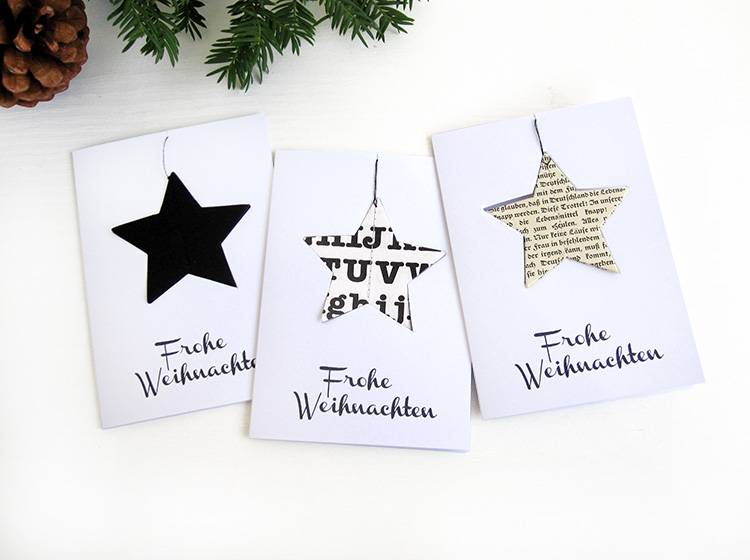 Renna Deluxe Frohe Weihnachten Karte mit Stern in schwarz Blitzverkäufe