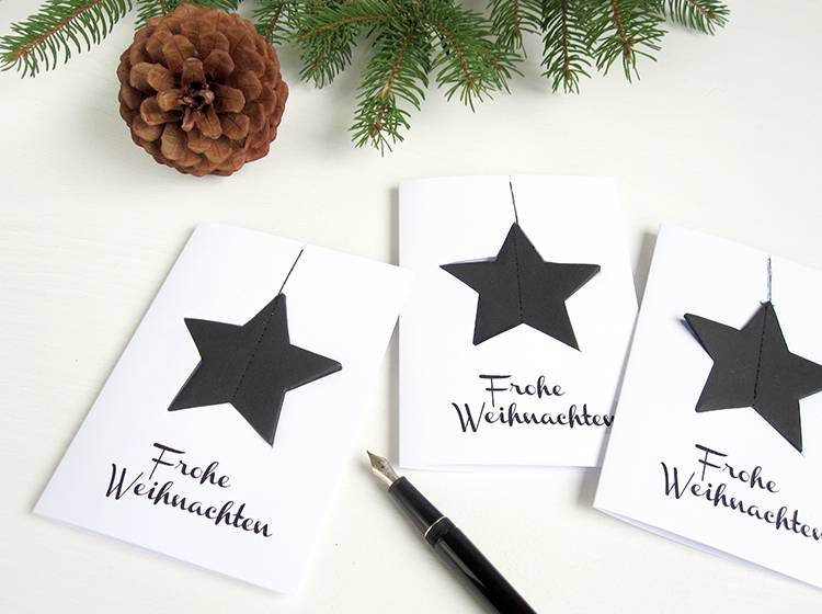 Renna Deluxe Frohe Weihnachten Karte mit Stern in schwarz Blitzverkäufe