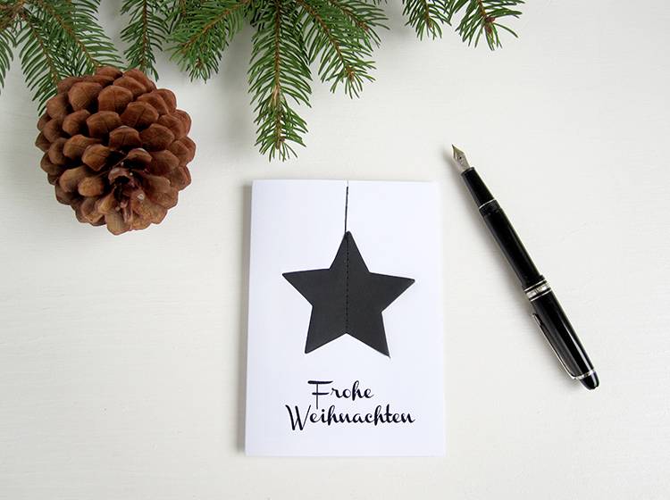 Renna Deluxe Frohe Weihnachten Karte mit Stern in schwarz Blitzverkäufe